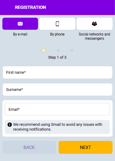 registration form